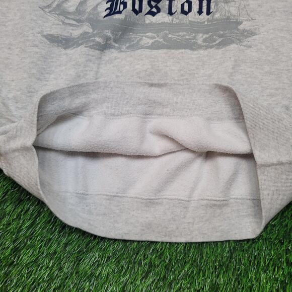 Vintage 90s Hanes Made in USA Boston Sweatshirt Mens Large Raglan Sleeve - Picture 3 of 7